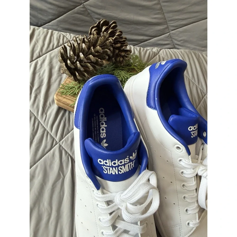 adidas Stan Smith White Blue Sneakers Men's Size 10 Leather Low Top Shoes